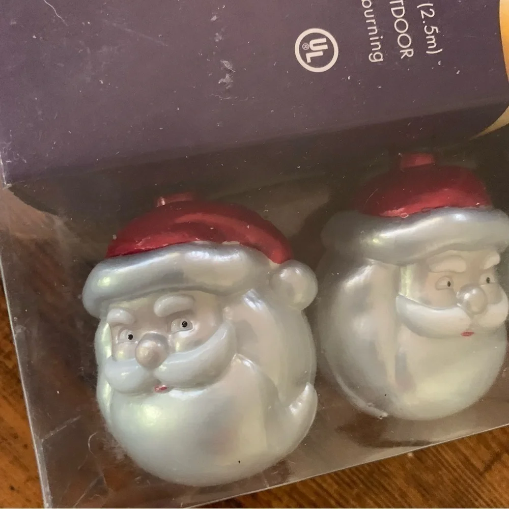 Holiday Time Indoor Outdoor Santa Metallic String Lights 10 ct New
